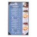 A Menu Solutions brushed aluminum menu board with picture corners on a counter with a close up of a burger and fries.