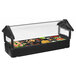 A Carlisle black plastic tabletop food and salad bar with food in containers.