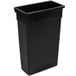 A black rectangular Continental wall hugger trash can with a lid.
