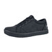 A black MOZO casual shoe with white stitching and laces.