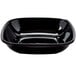 A black plastic Sabert square catering bowl with a lid.