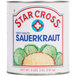 A case of 6 Star Cross cans of sauerkraut with white labels.