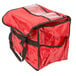 An American Metalcraft red nylon sandwich delivery bag with black trim and a zipper.