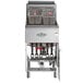 A Main Street Equipment liquid propane stainless steel floor fryer with two baskets.