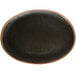 A black oval platter with a brown rim.