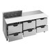 A Beverage-Air stainless steel refrigerated sandwich prep table with 6 drawers.