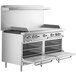 A large stainless steel Cooking Performance Group commercial gas range with two standard ovens.