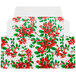A white candy box with red and green poinsettia flowers.