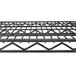 A Metro black wire shelf with a grid pattern.
