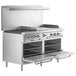 A stainless steel Cooking Performance Group commercial gas range with double oven.