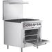 A large stainless steel Cooking Performance Group range with a convection oven door open.