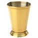 A gold-plated Barfly mint julep cup with beaded metal trim.