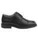 A black leather SR Max men's non-slip oxford dress shoe with laces and a sole.