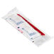 A clear plastic bag with red and white plastic tubes of sweetener.