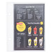 A clear Menu Solutions page protector with 2 holes, holding a menu with drinks.