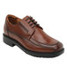 A brown leather SR Max men's oxford dress shoe with black laces and a black sole.