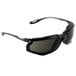 3M Virtua CCS safety glasses with a black frame and gray lenses with a gray vented foam gasket.