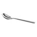 A Fortessa stainless steel bouillon spoon with a long handle and a black tip.