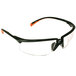 3M Privo safety glasses with a black frame and orange trim.