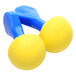 Two yellow and blue E-A-R Pod Plugs.