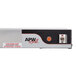 A close up of the APW Wyott logo on a box with the text "APW Wyott FD-42H-T 42" High Wattage Calrod Strip Food Warmer"