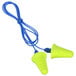 3M E-A-R Push-Ins yellow earplugs with blue cords and grip rings.