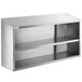 A Regency stainless steel open wall cabinet with shelves.
