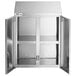 A Regency stainless steel wall cabinet with two hinged doors.