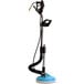 A blue and black Mytee 8903 wand style spinner tile and grout cleaning tool with a hose.