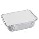 A Choice oblong foil container with a board lid on a white background.