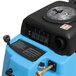 A black and blue Mytee Speedster carpet extractor with white text.