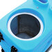 A blue Mytee Flood Hog extractor container with a round hole in the middle.