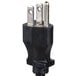A black power plug with silver ends.