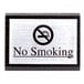 A black wood American Metalcraft "No Smoking" sign with white text on a white background.