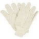 A pair of Cordova white poly/cotton blend canvas gloves.