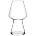A Luigi Bormioli Birrateque craft beer glass with a stem and curved bottom.