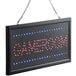 A black rectangular LED gameroom sign with red and blue lights.