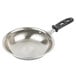 A Vollrath stainless steel frying pan with a black TriVent silicone handle.