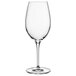 A clear Luigi Bormioli Vinoteque wine glass with a long stem.