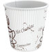 A white Choice paper hot cup with brown bean print.