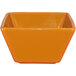 An orange square bowl with a white background.