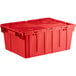 A red Orbis Stack-N-Nest Flipak tote box with a hinged lid.