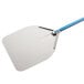 A GI Metal square pizza peel with a blue anodized aluminum handle.
