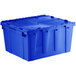 A blue Orbis Stack-N-Nest tote box with a hinged lid.