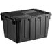 A black Orbis Stack-N-Nest Flipak tote box with hinged lid.