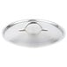A silver stainless steel Vollrath Centurion domed lid with a metal handle.