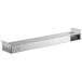 A white rectangular ServIt strip warmer with a stainless steel shelf and a long rectangular silver heating element with a black knob.