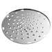 A silver circular 1/4" Shredder Plate with holes in it.