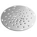 A 5/16" metal shredder plate with holes.