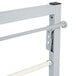 A Bulman four deck tower paper rack with a metal frame and straight edge blades.